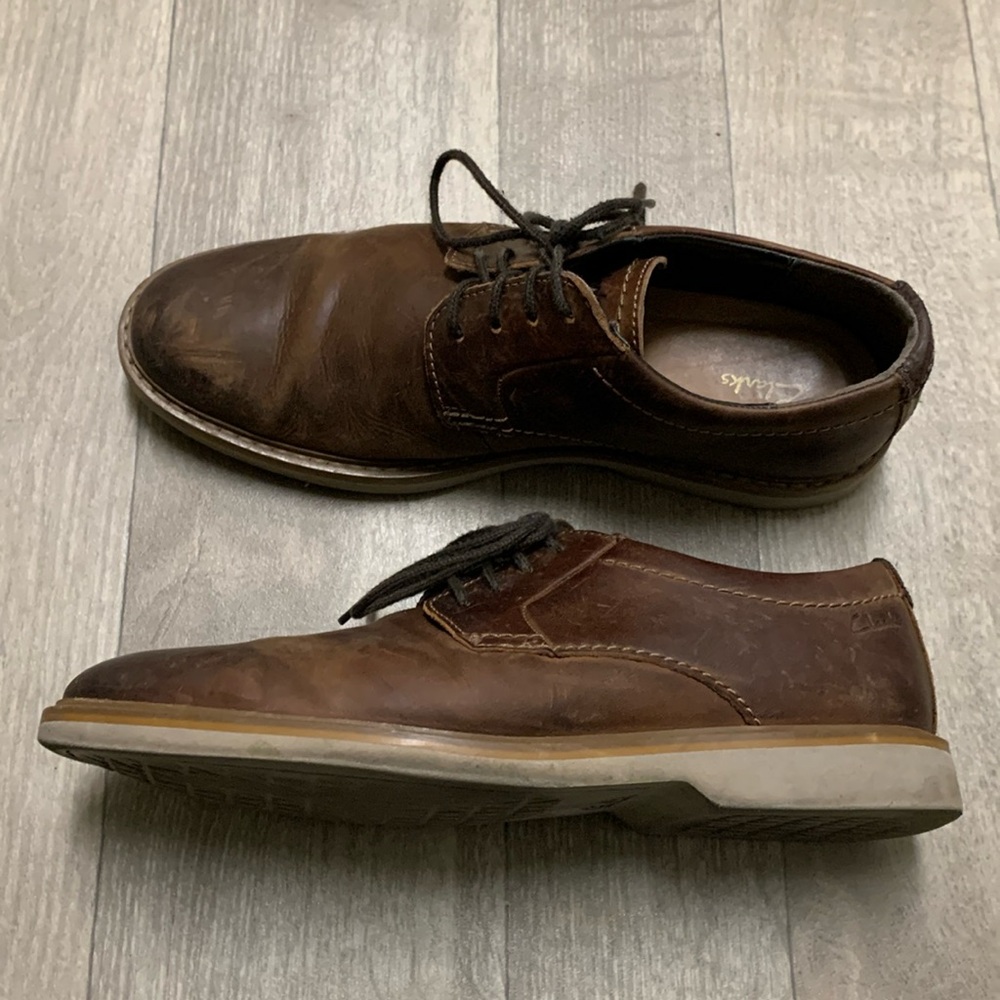 Mens Clarks Atticus Lace Up Distressed Leather Cause Oxford Shoes‎